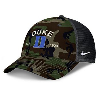 Men's Nike Camo Duke Blue Devils 2025 Military Appreciation Rise Adjustable Trucker Hat