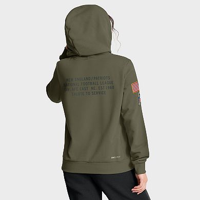 Women's Nike Olive New England Patriots 2025 Salute to Service Sideline Standard Issue Dri-FIT Hoodie