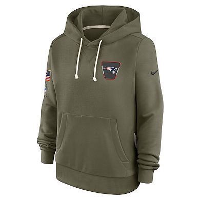 Women's Nike Olive New England Patriots 2025 Salute to Service Sideline Standard Issue Dri-FIT Hoodie
