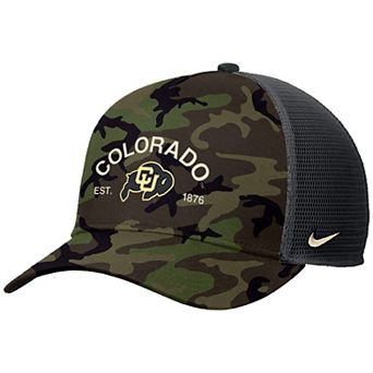 Men's Nike Camo Colorado Buffaloes 2025 Military Appreciation Rise Adjustable Trucker Hat