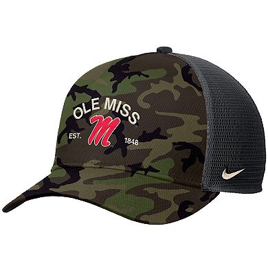 Men's Nike Camo Ole Miss Rebels 2025 Military Appreciation Rise Adjustable Trucker Hat