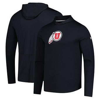 Men's Under Armour Black Utah Utes Sideline Knockout Long-Sleeve Hooded T-Shirt