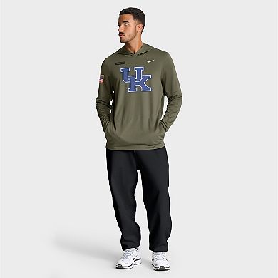 Men's Nike Olive Kentucky Wildcats 2025 Military Appreciation Dri-FIT Long Sleeve Hoodie T-Shirt