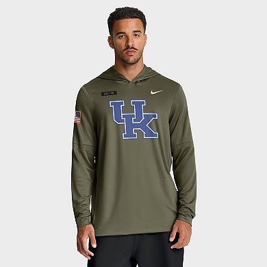 Men's Nike Olive Kentucky Wildcats 2025 Military Appreciation Dri-FIT Long Sleeve Hoodie T-Shirt
