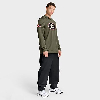 Men's Nike Olive Georgia Bulldogs 2025 Military Appreciation Dri-FIT Long Sleeve Hoodie T-Shirt