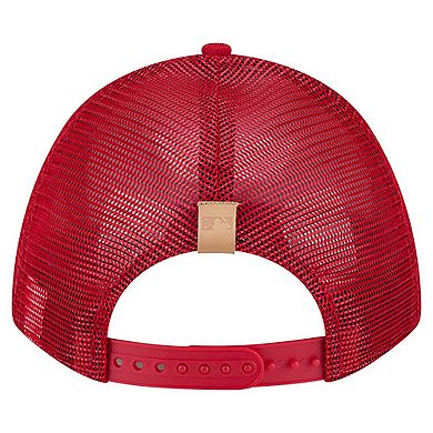 Men's New Era Stone/Red Cincinnati Reds Text A-Frame Trucker 9FORTY Hat