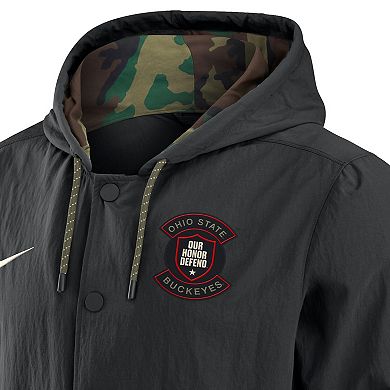 Men's Nike Black Ohio State Buckeyes 2025 NCAA Military Appreciation Full-Snap Jacket