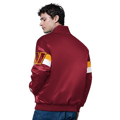 Men's Starter Burgundy Washington Commanders Triple Option Satin Varsity Full-Snap Jacket