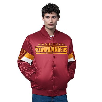 Men's Starter Burgundy Washington Commanders Triple Option Satin Varsity Full-Snap Jacket
