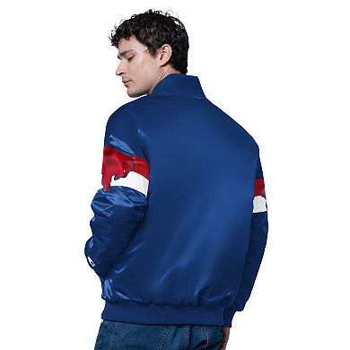 Men's Starter Royal Buffalo Bills Triple Option Satin Varsity Vintage Logo Full-Snap Jacket