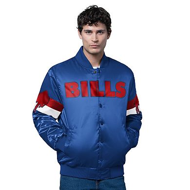 Men's Starter Royal Buffalo Bills Triple Option Satin Varsity Vintage Logo Full-Snap Jacket