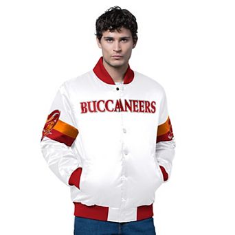 Men's Starter White Tampa Bay Buccaneers Triple Option Satin Varsity Full-Snap Jacket