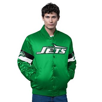 Men's Starter Kelly Green New York Jets Triple Option Satin Varsity Vintage Logo Full-Snap Jacket