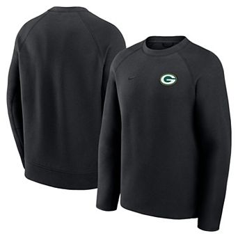 Men's Nike Black Green Bay Packers Tech Fleece Raglan Sweatshirt