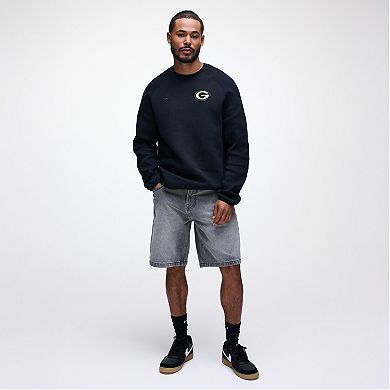 Men's Nike Black Green Bay Packers Tech Fleece Raglan Sweatshirt