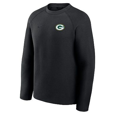 Men's Nike Black Green Bay Packers Tech Fleece Raglan Sweatshirt