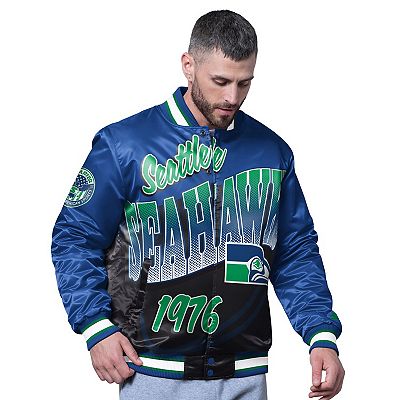 SeeSee スタジャンXL Men's Starter Royal Seattle Seahawks Pass Rush Varsity Full-Snap