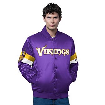 Men's Starter Purple Minnesota Vikings Triple Option Satin Varsity Full-Snap Jacket