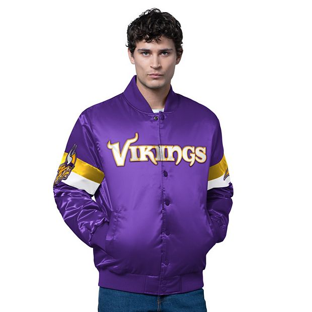 Men's Starter Purple Minnesota Vikings Triple Option Satin Varsity