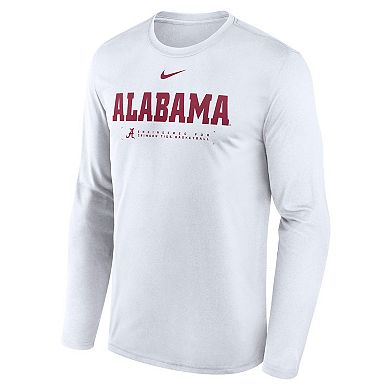 Men's Nike White Alabama Crimson Tide 2025 Courtside Basketball Shootaround Legend Dri-FIT Long Sleeve T-Shirt