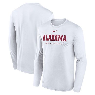 Men's Nike White Alabama Crimson Tide 2025 Courtside Basketball Shootaround Legend Dri-FIT Long Sleeve T-Shirt