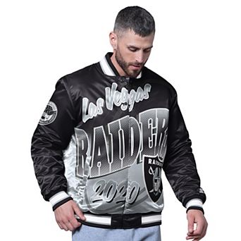 Men's Starter Black Las Vegas Raiders Pass Rush Varsity Full-Snap Jacket