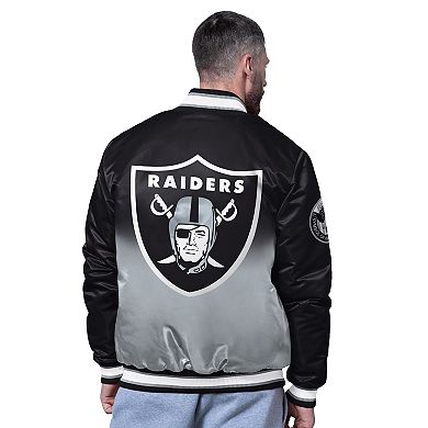 Men's Starter Black Las Vegas Raiders Pass Rush Varsity Full-Snap Jacket