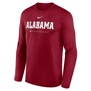 Men's Nike Crimson Alabama Crimson Tide 2025 Courtside Basketball Shootaround Legend Dri-FIT Long Sleeve T-Shirt