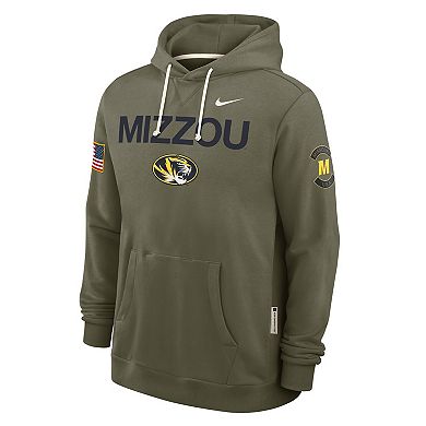 Men's Nike Olive Missouri Tigers 2025 Military Appreciation Dri-FIT Hoodie