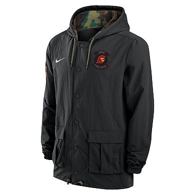 Men's Nike Black USC Trojans 2025 NCAA Military Appreciation Full-Snap Jacket