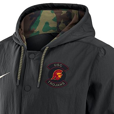 Men's Nike Black USC Trojans 2025 NCAA Military Appreciation Full-Snap Jacket