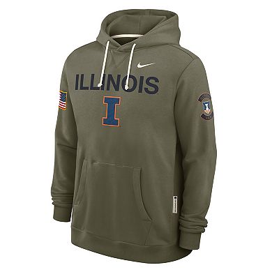 Men's Nike Olive Illinois Fighting Illini 2025 Military Appreciation Dri-FIT Hoodie