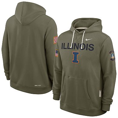 Men's Nike Olive Illinois Fighting Illini 2025 Military Appreciation Dri-FIT Hoodie