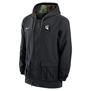 Men's Nike Black Michigan State Spartans 2025 NCAA Military Appreciation Full-Snap Jacket