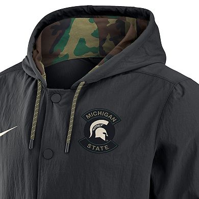 Men's Nike Black Michigan State Spartans 2025 NCAA Military Appreciation Full-Snap Jacket