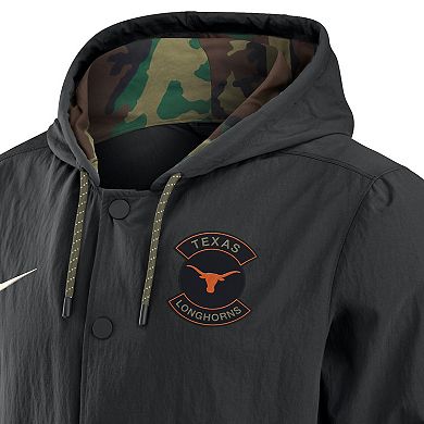 Men's Nike Black Texas Longhorns 2025 NCAA Military Appreciation Full-Snap Jacket