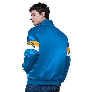 Men's Starter Powder Blue Los Angeles Chargers Triple Option Satin Varsity Full-Snap Jacket