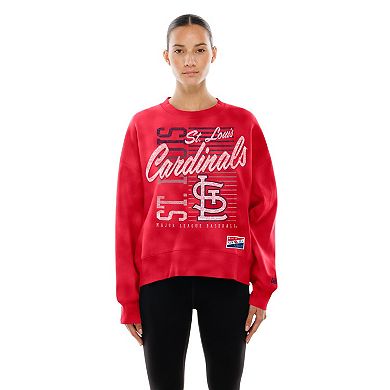 Women's New Era Red St. Louis Cardinals Boxy Mineral Wash Dolmen Sleeve Cropped Sweatshirt