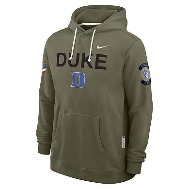 Men's Nike Olive Duke Blue Devils 2025 Military Appreciation Dri-FIT Hoodie