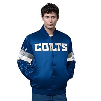 Men's Starter Royal Indianapolis Colts Triple Option Satin Varsity Full-Snap Jacket