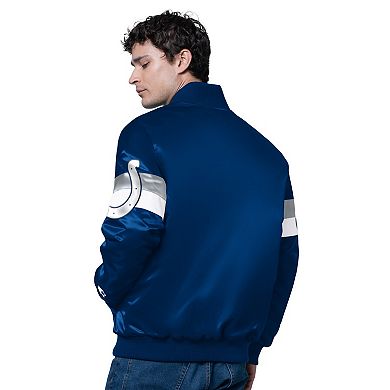 Men's Starter Royal Indianapolis Colts Triple Option Satin Varsity Full-Snap Jacket