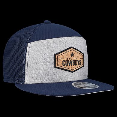 Men's New Era Gray/Navy Dallas Cowboys Cork Split Panel 9FIFTY Trucker Snapback Hat