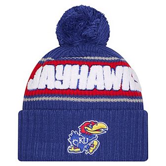 Men's New Era Royal Kansas Jayhawks Bold Cuffed Knit Hat with Pom