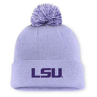 Men's Nike Light Purple LSU Tigers Primetime Peak Campus Cuffed Knit Hat with Pom