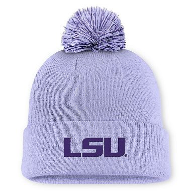 Men's Nike Light Purple LSU Tigers Primetime Peak Campus Cuffed Knit Hat with Pom
