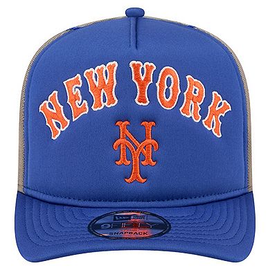 Men's New Era Royal New York Mets Vintage Arched Foam Front 9FIFTY A-Frame Adjustable Trucker Hat