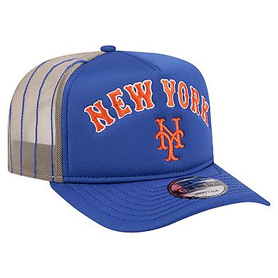 Men's New Era Royal New York Mets Vintage Arched Foam Front 9FIFTY A-Frame Adjustable Trucker Hat
