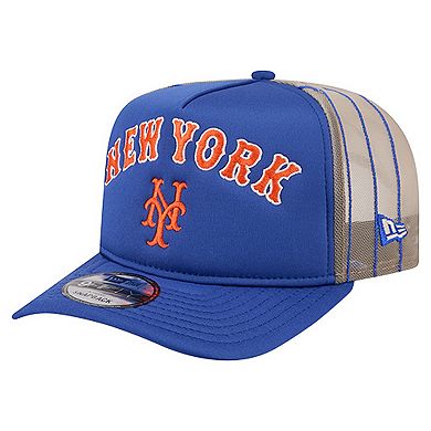 Men's New Era Royal New York Mets Vintage Arched Foam Front 9FIFTY A-Frame Adjustable Trucker Hat