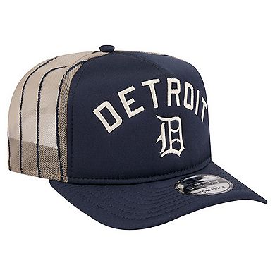 Men's New Era Navy Detroit Tigers Vintage Arched Foam Front 9FIFTY A-Frame Adjustable Trucker Hat