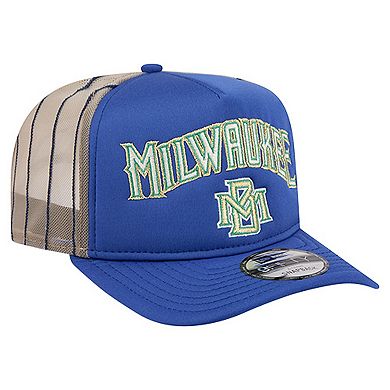 Men's New Era Royal Milwaukee Brewers Vintage Arched Foam Front 9FIFTY A-Frame Adjustable Trucker Hat